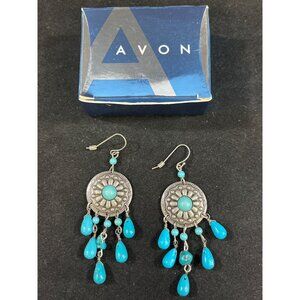 Avon Womens Blue Tigers Eye Accented Chandelier Earrings SKU 6439